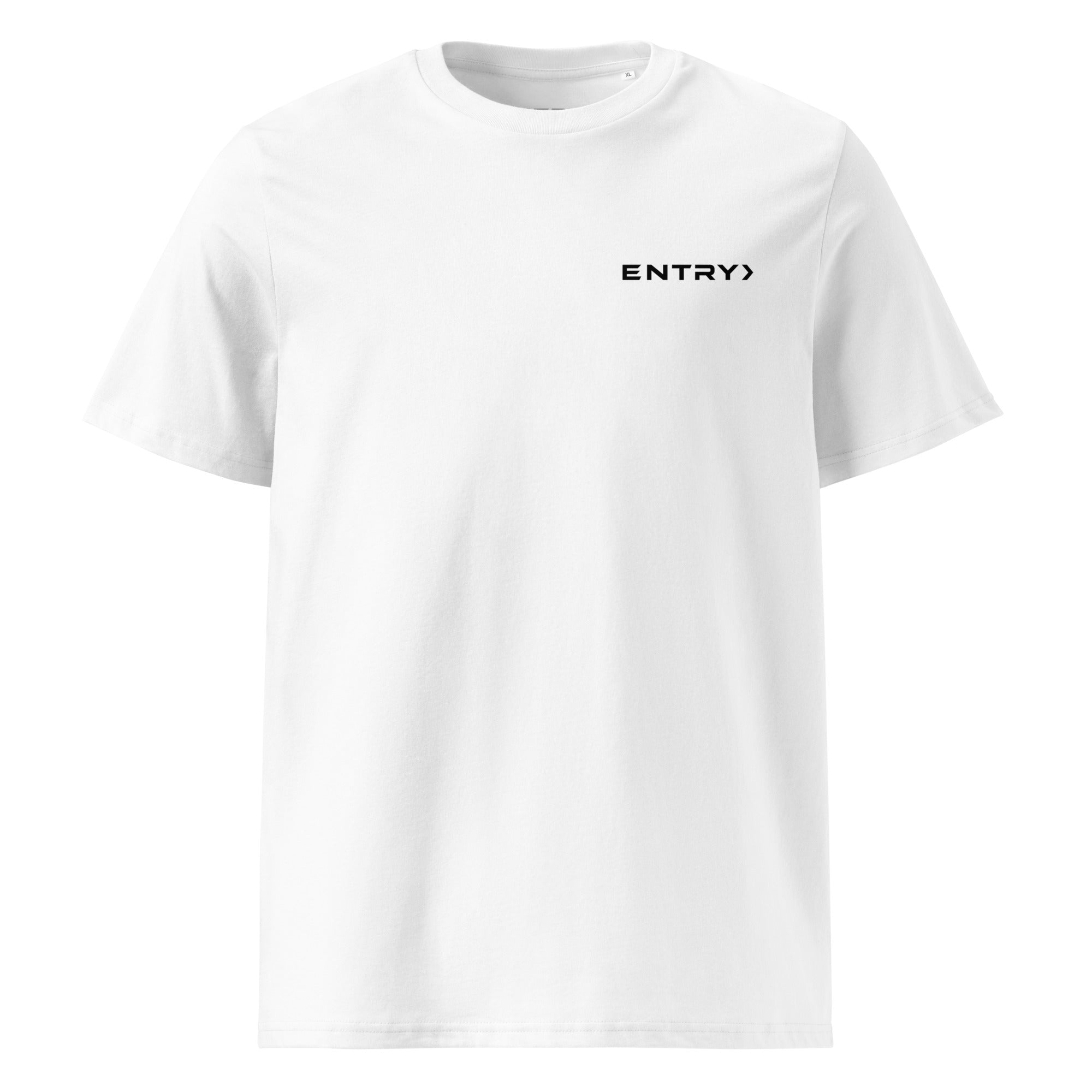 Front view of the ENTRY personalized Counter-Strike 2 FACEIT shirt in white with ENTRY chest logo.